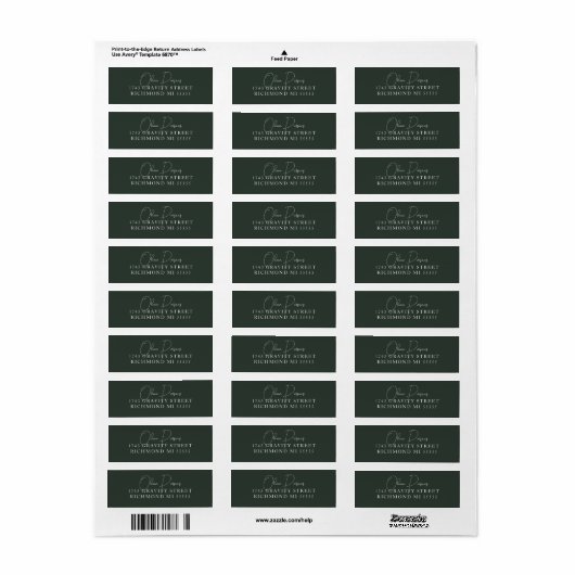 Moss Green Modern Minimal Scripted Address Label (Vorne)