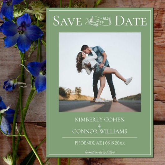 Moss Green Modern Modern Foto Save the Date
