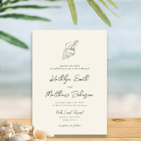 Moss Green Modern Muschel Beach Hochzeit in Urlaub