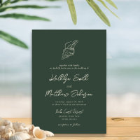 Moss Green Modern Muschel Beach Hochzeit in Urlaub