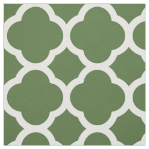 Moss Green Modern Quatrefolie Grosses Format Stoff