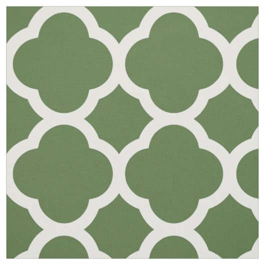 Moss Green Modern Quatrefolie Grosses Format Stoff (Muster)