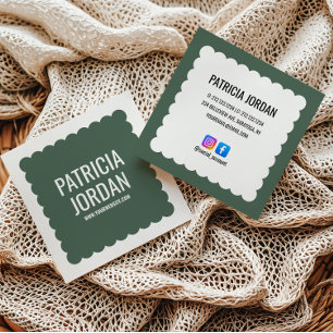 Moss Green modern Wave Simple Social Media Icon Quadratische Visitenkarte