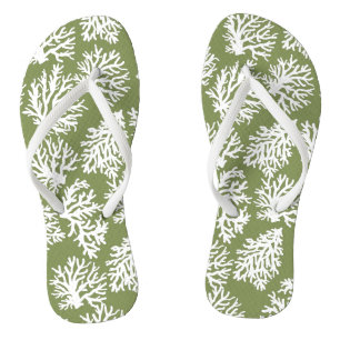Moss Green Modern White Beach Korallenriffe Badesandalen