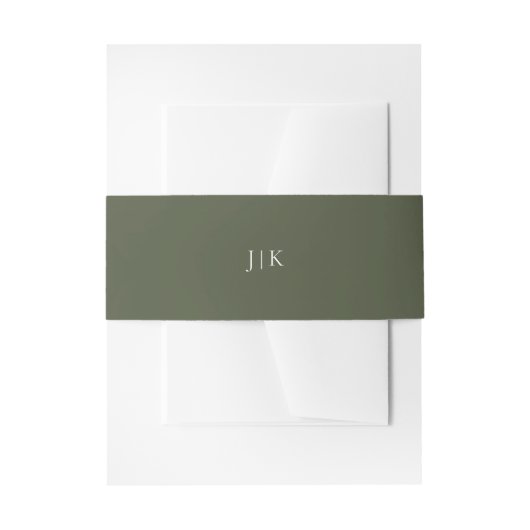 Moss Green Monogram Einladungsbanderole (Vorderseite Beispiel)