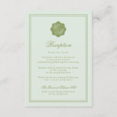 Moss Green Monogram Reception Card Begleitkarte (Vorderseite)