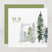 Moss Green Monogram Save the Date Square (Vorne/Hinten)