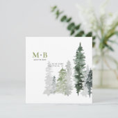 Moss Green Monogram Save the Date Square (Stehend Vorderseite)