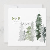 Moss Green Monogram Save the Date Square (Vorderseite)
