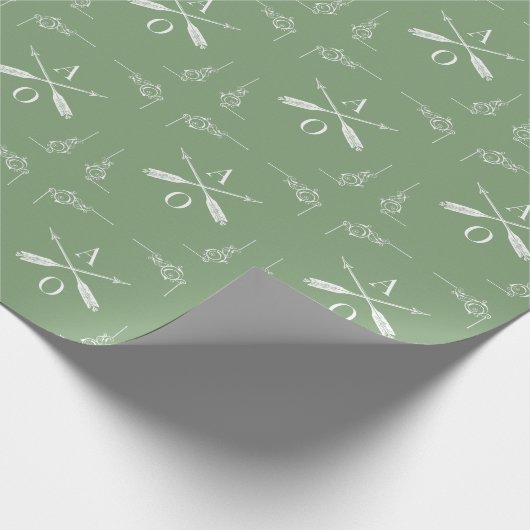Moss Green Monogram und Arrows Geschenkpapier (Ecke)