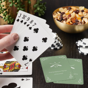 Moss Green Monogram und Arrows Playing Cards Spielkarten