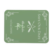 Moss Green Monogram und Arrows Save the Date Magnet (Horizontal)