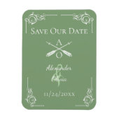 Moss Green Monogram und Arrows Save the Date Magnet (Vertikal)