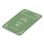 Moss Green Monogram und Arrows Save the Date Magnet (Linke Seite)