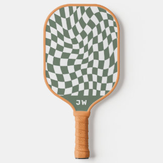 Moss Green Monogram Vintag Wavy Checked Pickleball Schläger