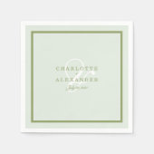 Moss Green Monogram Wedding Napkin Serviette (Vorderseite)