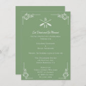 Moss Green Monogramme und Pfeile Probe Dinner Einladung (Vorne/Hinten)