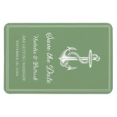 Moss Green Nautical Anchor Speichern Sie das Datum Magnet (Horizontal)