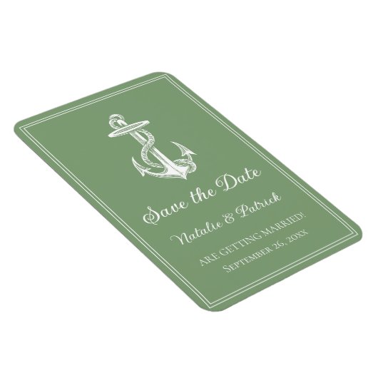 Moss Green Nautical Anchor Speichern Sie das Datum Magnet (Rechte Seite)