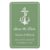 Moss Green Nautical Anchor Speichern Sie das Datum Magnet (Vertikal)