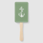 Moss Green Nautical Anchor Wedding Hand Fans Fächer (Rückseite)