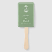 Moss Green Nautical Anchor Wedding Hand Fans Fächer (Vorderseite)