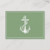 Moss Green Nautical Anchor Wedding Platzkarten (Rückseite)