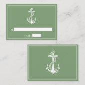 Moss Green Nautical Anchor Wedding Platzkarten (Vorne/Hinten)