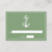 Moss Green Nautical Anchor Wedding Platzkarten (Vorderseite)