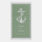 Moss Green Nautical Anchor Wedding Serviette (Vorderseite)