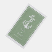 Moss Green Nautical Anchor Wedding Serviette (Ecke)