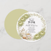 Moss Green Palette Tea Party Bridal Shower Einladung (Vorne/Hinten)