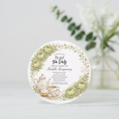 Moss Green Palette Tea Party Bridal Shower Einladung (Stehend Vorderseite)