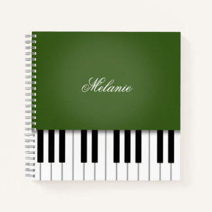 Moss Green Piano Music Keyboard Personalisiert Notizblock
