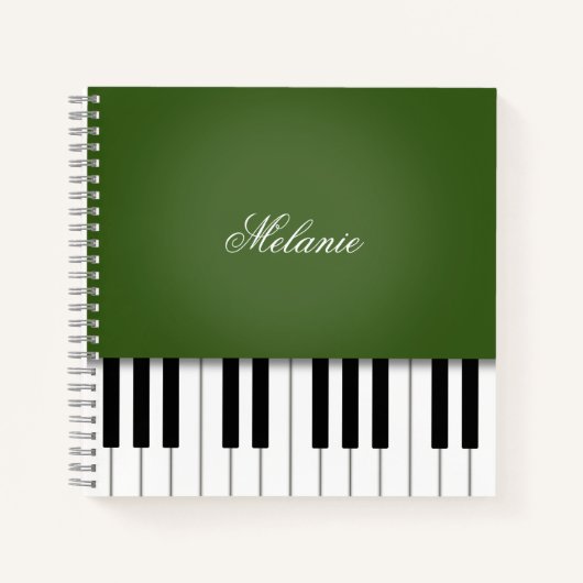Moss Green Piano Music Keyboard Personalisiert Notizblock (Vorderseite)