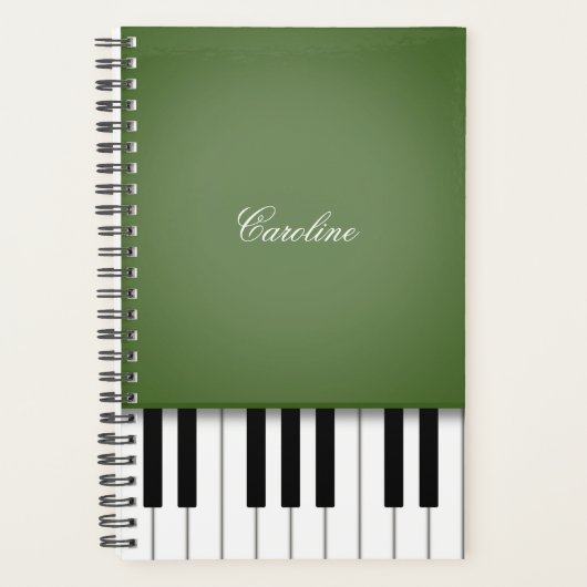 Moss Green Piano Personalisierte Musik Planer (Vorderseite)