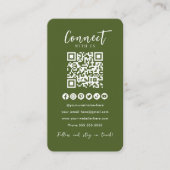 Moss Green QR Code Verbindung mit den sozialen Med Visitenkarte (Vorderseite)