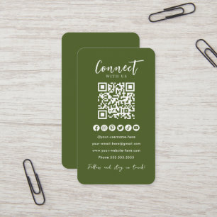 Moss Green QR Code Verbindung mit den sozialen Med Visitenkarte