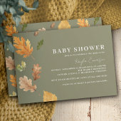 Moss Green | Rustic Forest Theme Fall Baby Shower Einladung