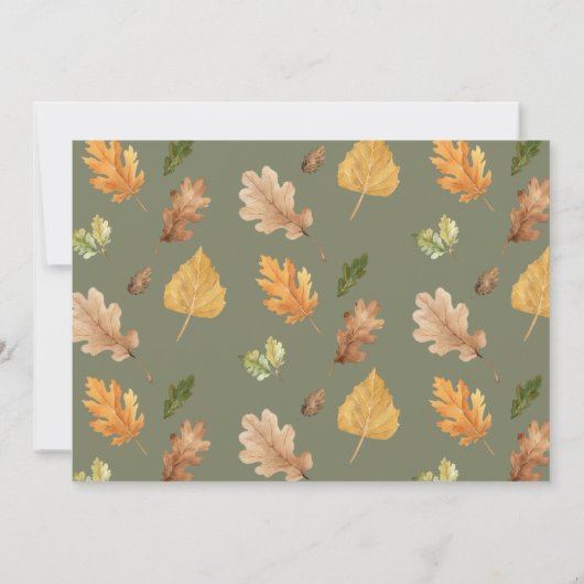 Moss Green | Rustic Forest Theme Fall Baby Shower Einladung (Rückseite)