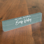 Moss Green skizziert Curry Script Namensplakette (Seite)