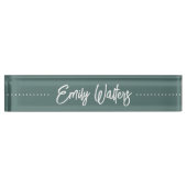 Moss Green skizziert Curry Script Namensplakette (Vorderseite)