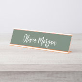 Moss Green skizziert Curry Script Schreibtischnamensplakette (Vorderseite )