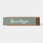 Moss Green skizziert Curry Script Schreibtischnamensplakette (Vorderseite )