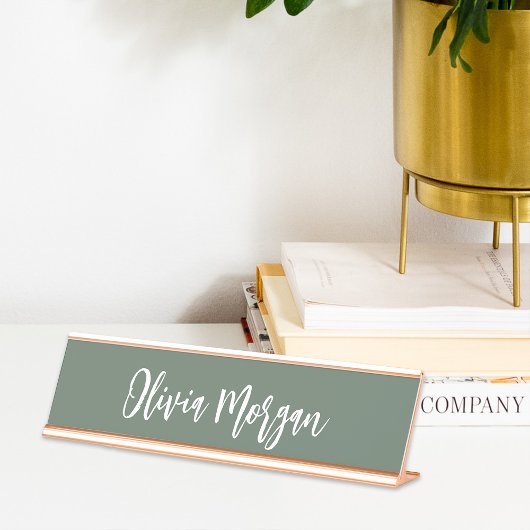 Moss Green skizziert Curry Script Schreibtischnamensplakette