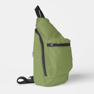 Moss Green Solid Color Crossbody Bag