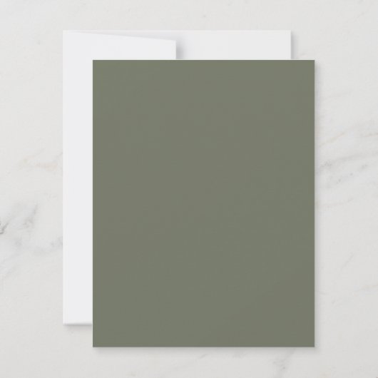 Moss Green Split Textured Flat Save the Date Card (Rückseite)