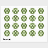 Moss Green Square und Diamond Harlequin Pattern Runder Aufkleber (Blatt)