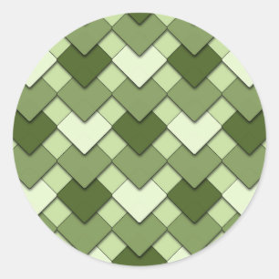 Moss Green Square und Diamond Harlequin Pattern Runder Aufkleber