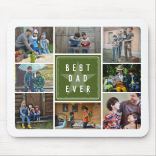 Moss Green Star Bester Vater je Foto Collage Mousepad